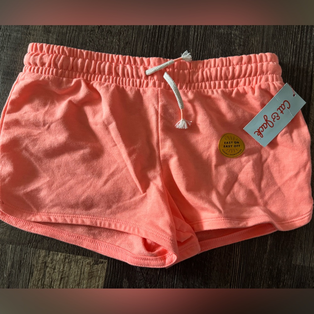 Cat & jack Girls' Knitted Pull-On Shorts Drawstring‎ Large 10-12 Plus Peach
